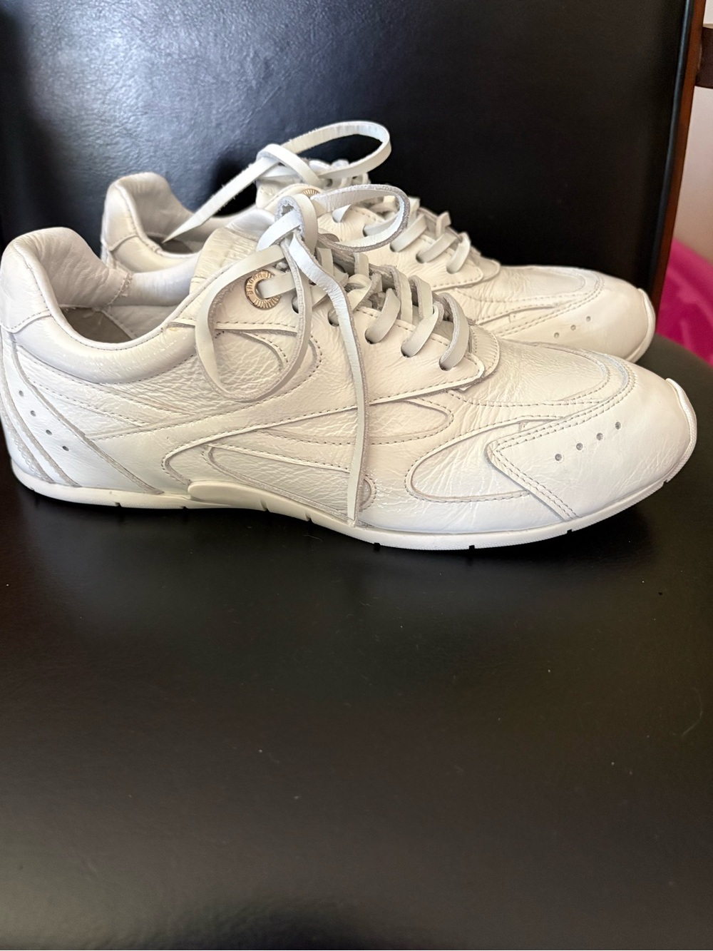 Bronx White Leather Low-Top Sneakers Womens 7.5